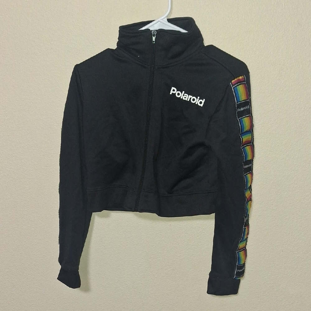 Polaroid Black Jacket with Colorful Sleeve Design